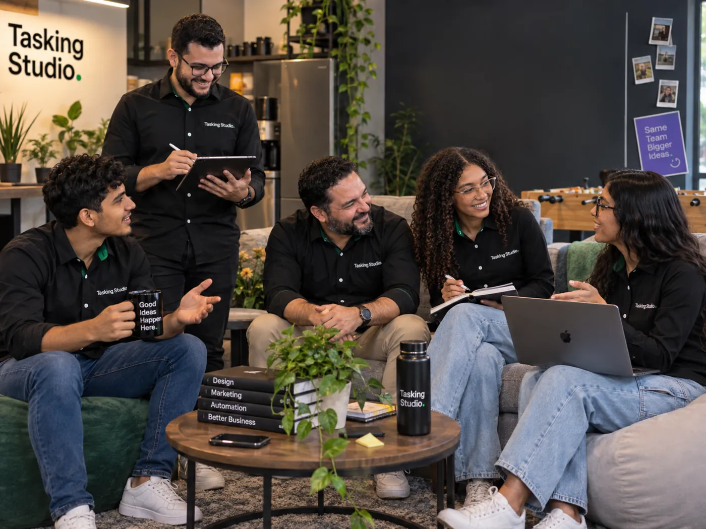 Team members working together